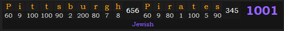 "Pittsburgh Pirates" = 1001 (Jewish)