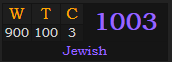 "WTC" = 1003 (Jewish)