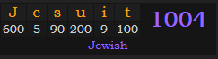 "Jesuit" = 1004 (Jewish)