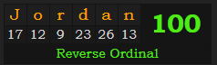 "Jordan" = 100 (Reverse Ordinal)