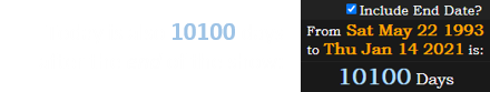 Today is also 10100 days after the end of the show: