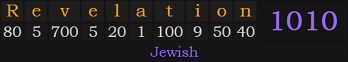 "Revelation" = 1010 (Jewish)