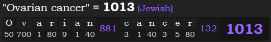 "Ovarian cancer" = 1013 (Jewish)