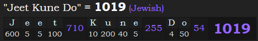 "Jeet Kune Do" = 1019 (Jewish)