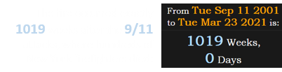 The fire occurred exactly 1019 weeks after the 9/11 attacks, where hundreds of New York firefighters died: