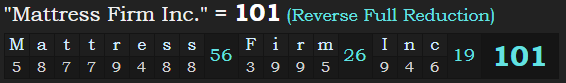 "Mattress Firm Inc." = 101 (Reverse Full Reduction)