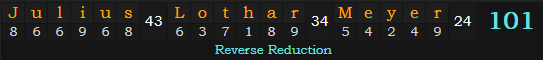 "Julius Lothar Meyer" = 101 (Reverse Reduction)