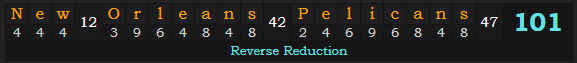 "New Orleans Pelicans" = 101 (Reverse Reduction)