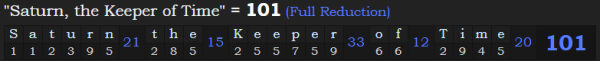 "Saturn, the Keeper of Time" = 101 (Full Reduction)