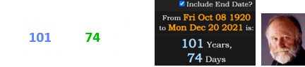 The bodies were discovered 101 years, 74 days after the birth of Frank Herbert: