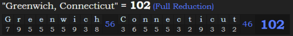 "Greenwich, Connecticut" = 102 (Full Reduction)