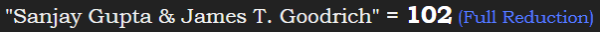 "Sanjay Gupta & James T. Goodrich" = 102 (Full Reduction)