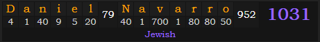 "Daniel Navarro" = 1031 (Jewish)