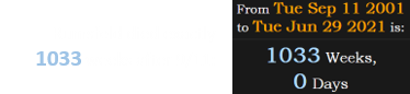 Rumsfeld died exactly 1033 weeks after 9/11: