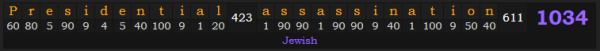 "Presidential assassination" = 1034 (Jewish)