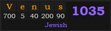 "Venus" = 1035 (Jewish)