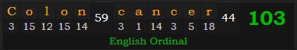 "Colon cancer" = 103 (English Ordinal)