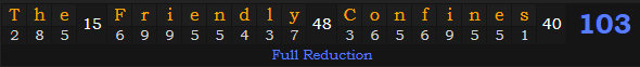 "The Friendly Confines" = 103 (Full Reduction)
