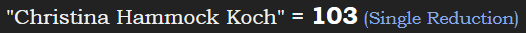 "Christina Hammock Koch" = 103 (Single Reduction)