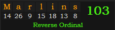 "Marlins" = 103 (Reverse Ordinal)