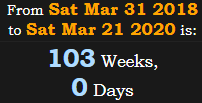 103 Weeks, 0 Days