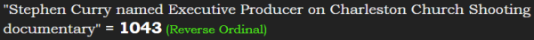 "Stephen Curry named Executive Producer on Charleston Church Shooting documentary" = 1043 (Reverse Ordinal)