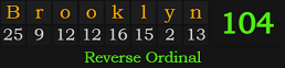 "Brooklyn" = 104 (Reverse Ordinal)