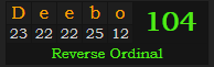 "Deebo" = 104 (Reverse Ordinal)