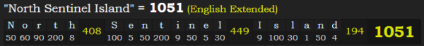 "North Sentinel Island" = 1051 (English Extended)