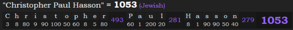 "Christopher Paul Hasson" = 1053 (Jewish)