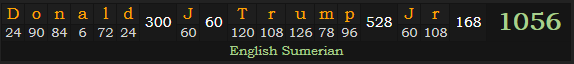 "Donald J. Trump Jr" = 1056 (English Sumerian)