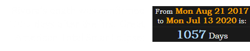 Rivera’s death was confirmed 1057 days after the first Great American Total Solar Eclipse: