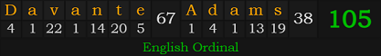 "Davante Adams" = 105 (English Ordinal)