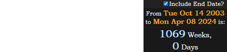 The game fell a span of exactly 1069 weeks before the second Great American Eclipse: