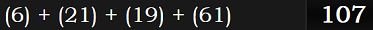 (6) + (21) + (19) + (61) = 107