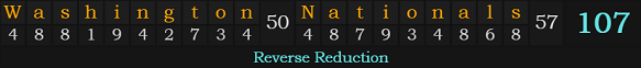 "Washington Nationals" = 107 (Reverse Reduction)