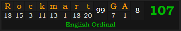 "Rockmart, GA" = 107 (English Ordinal)