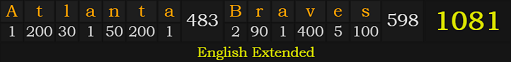 "Atlanta Braves" = 1081 (English Extended)