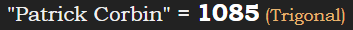 "Patrick Corbin" = 1085 (Trigonal)