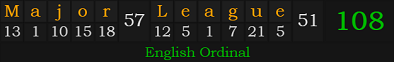 "Major League" = 108 (English Ordinal)