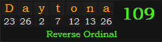 "Daytona" = 109 (Reverse Ordinal)