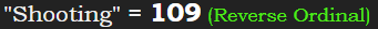 "Shooting" = 109 (Reverse Ordinal)