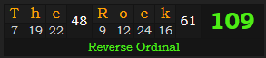 "The Rock" = 109 (Reverse Ordinal)