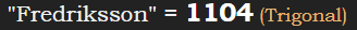 "Fredriksson" = 1104 (Trigonal)