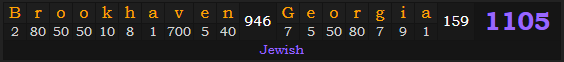 "Brookhaven, Georgia" = 1105 (Jewish)