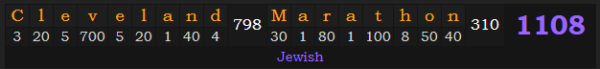 "Cleveland Marathon" = 1108 (Jewish)