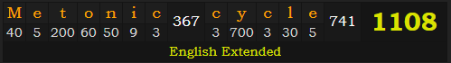 "Metonic cycle" = 1108 (English Extended)