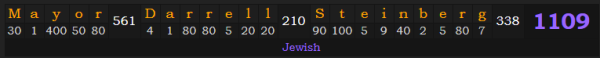 "Mayor Darrell Steinberg" = 1109 (Jewish)