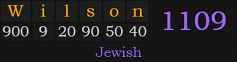 "Wilson" = 1109 (Jewish)