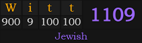 "Witt" = 1109 (Jewish)
